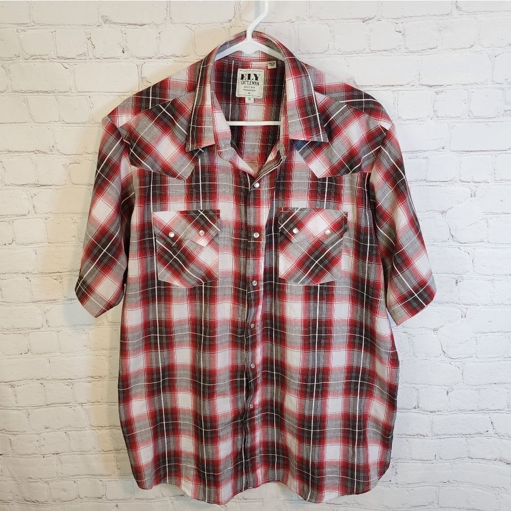 Men's Ely Cattleman pearl snapped shirt, size XL